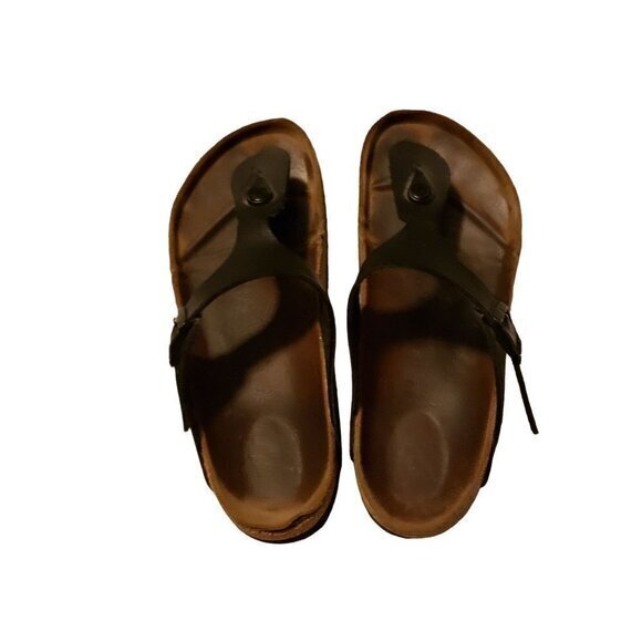 Birkenstock Gizeh Birko Flor Black T-Strap Sandals Shoes Size 39 8-8.5 - Picture 12 of 16